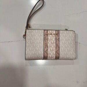 Michael Kors Signature Vanilla Rose Gold Stripe Wristlet